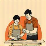 Illustration representing friendly expert guidance, perhaps two people collaborating on a project